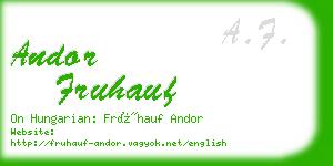 andor fruhauf business card